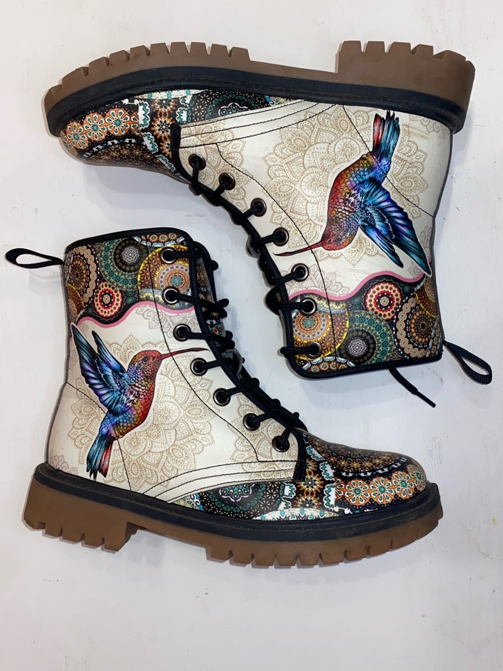 HUMMINGBIRD VINTAGE MADALA Vegan Leather Combat Boots Size 9 - Picture 1 of 10